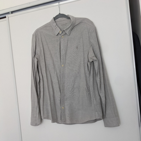 All Saints Casual Grey Melange Button Down Shirt - Picture 1 of 7